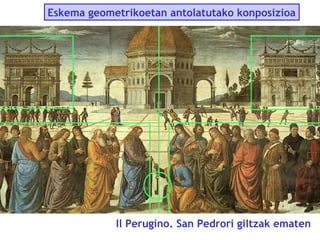 Eskema geometrikoetan antolatutako konposizioa

Il Perugino. San Pedrori giltzak ematen

 