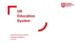 International Summer School
Professor Ian Williams
July 2018
UK
Education
System
 
