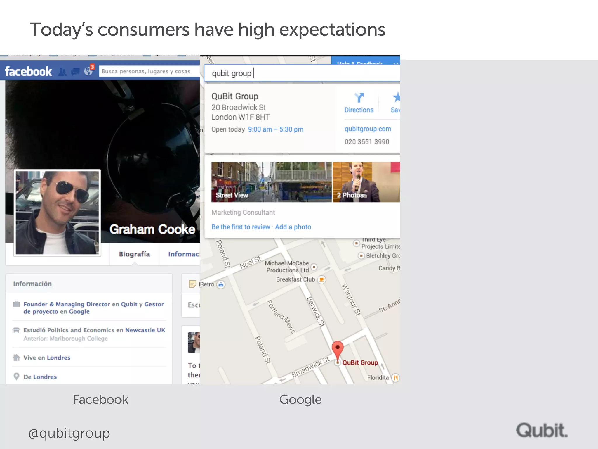 Today’s consumers have high expectations 
Facebook Google 
@qubitgroup 
 