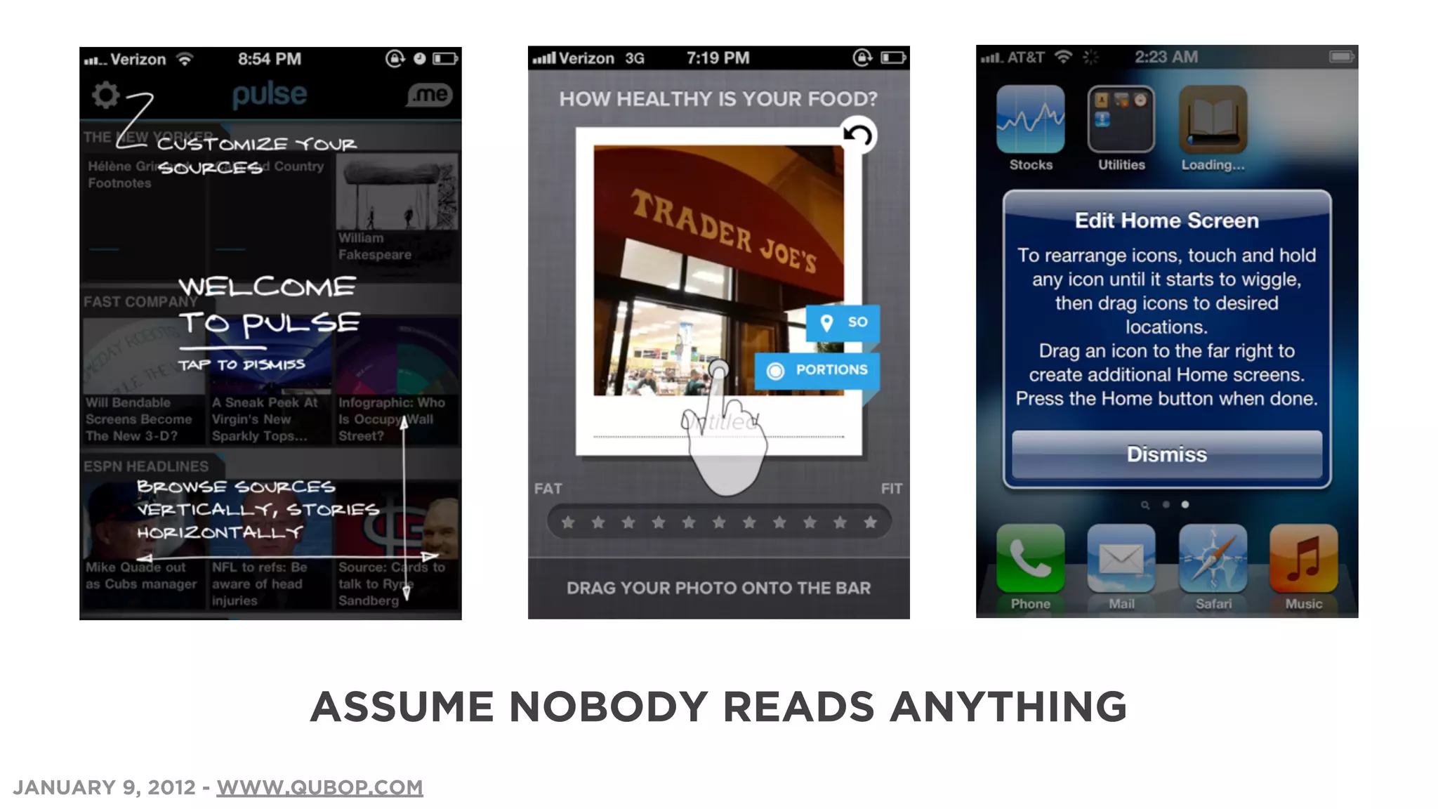 ASSUME NOBODY READS ANYTHING
JANUARY 9, 2012 - WWW.QUBOP.COM
 