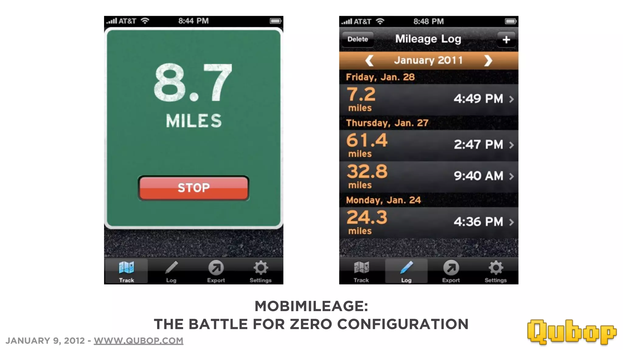 MOBIMILEAGE:
                         THE BATTLE FOR ZERO CONFIGURATION
JANUARY 9, 2012 - WWW.QUBOP.COM
 