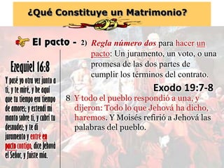¿Qué Constituye un Matrimonio?
El pacto -
Y pasé yo otra vez junto a
ti, y te miré, y he aquí
que tu tiempo era tiempo
de ...