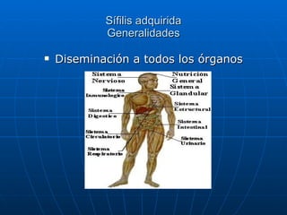 Sífilis adquirida Generalidades Diseminación a todos los órganos 