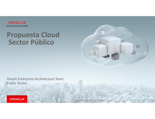 Copyright © 2015 Oracle and/or its affiliates. All rights reserved. |
Propuesta Cloud
Sector Público
Oracle Enterprise Architecture Team
Public Sector
 