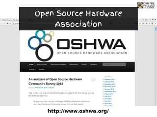 http://www.oshwa.org/
Open Source Hardware
Association
 