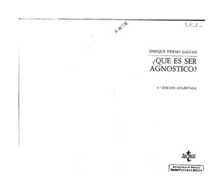 Que es ser agnóstico