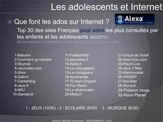 Internautes : 37 millions de personnes (11 ans et +, 01/2011)