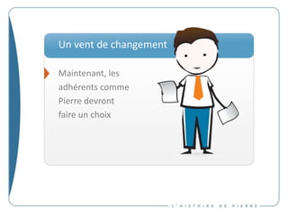 Un vent de changement
Maintenant, les
adhérents comme
Pierre devront
faire un choix
 