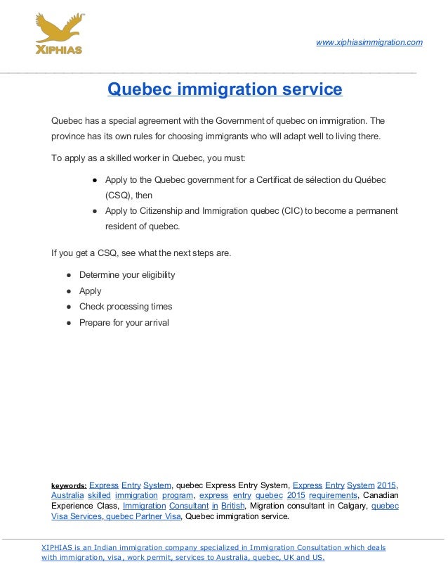 Quebec Immigration Service Xiphiasimmigration Com