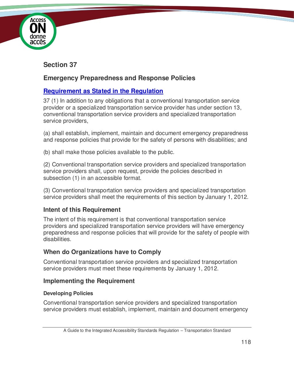 Ontario Integrated Accessibility Guidelines