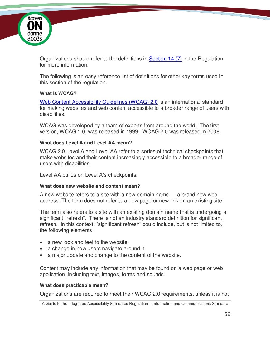 Ontario Integrated Accessibility Guidelines