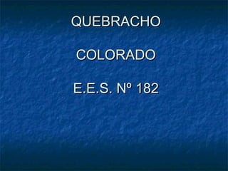QUEBRACHOQUEBRACHO
COLORADOCOLORADO
E.E.S. Nº 182E.E.S. Nº 182
 