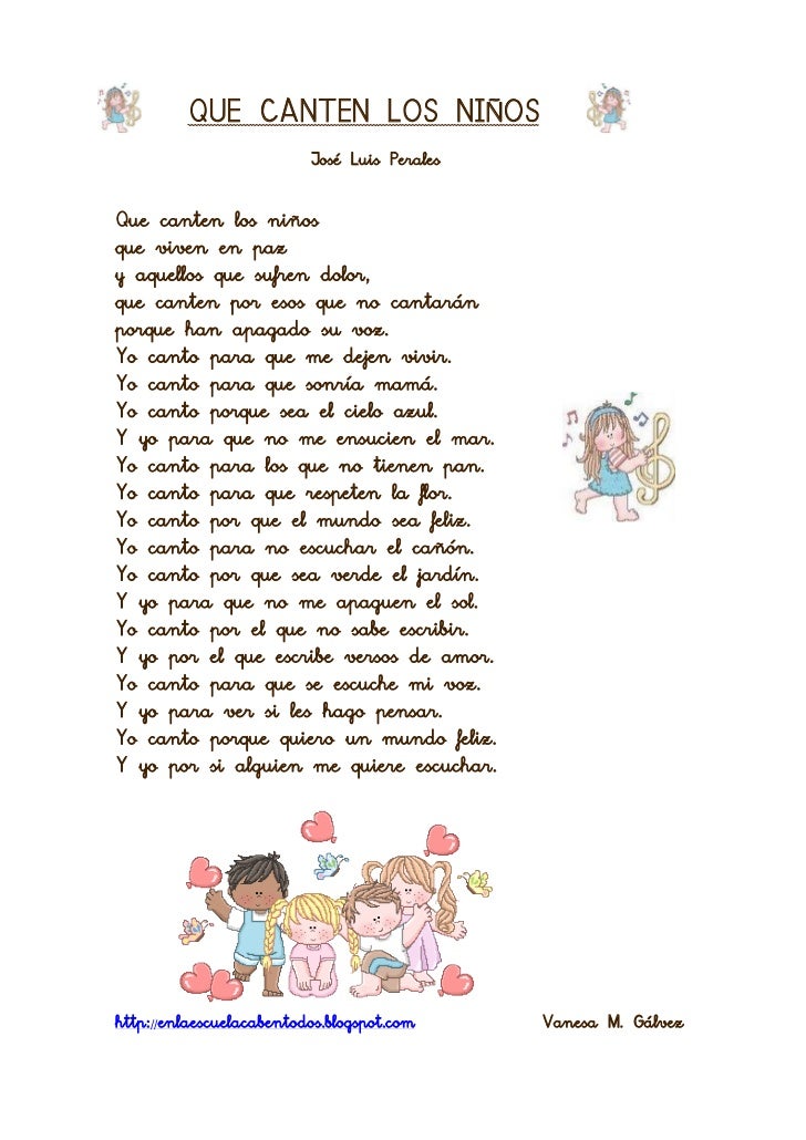 Resultado de imagen para cancion que canten los niños letra completa