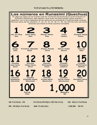 Quechua Numbers Quechua basico manual_para_aprender_quec | PDF