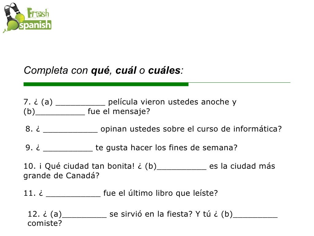 Learn Spanish with Fresh Spanish ¿'Qué...' o 'Cuál...'?