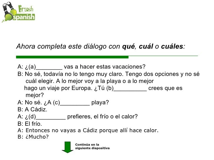 Learn Spanish with Fresh Spanish ¿'Qué...' o 'Cuál...'?