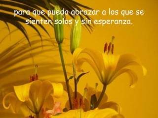 para que pueda abrazar a los que se
   sienten solos y sin esperanza.
 