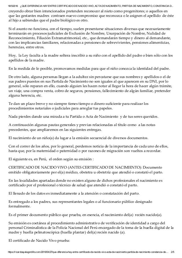¿Que diferencia hay entre certificado de nacido vivo, acta 