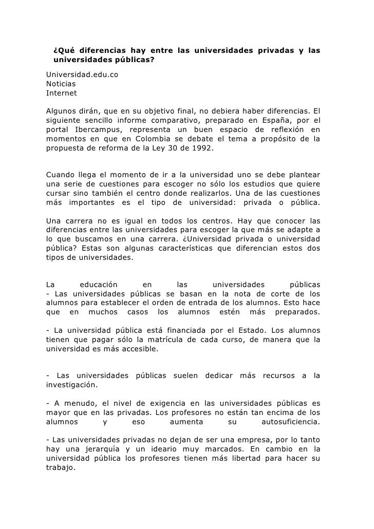 Que diferencias hay entre las universidades privadas y las publicas Que diferencias hay entre las universidades privadas y las publicas