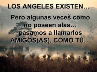 LOS ANGELES EXISTEN… Pero algunas veces como no poseen alas… pasamos a llamarlos AMIGOS(AS), COMO TÚ…