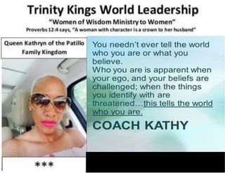 Women of Wisdom Ministry to Men: Coach Queen Kathy, with a Word of Wisdom #1