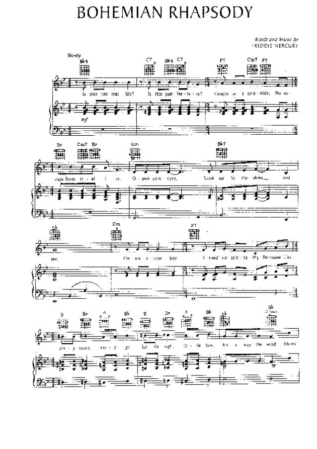 Bohemian Rhapsody Piano Score Pdf