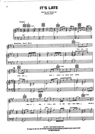 Queen sheet music hits song book