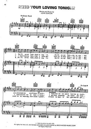Queen sheet music hits song book