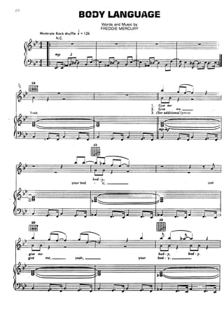 Queen sheet music hits song book