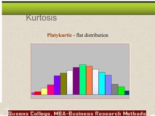 Kurtosis
Platykurtic - flat distribution
178
 