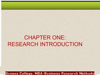 CHAPTER ONE:
RESEARCH INTRODUCTION
 