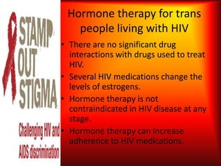 Transgender YouthDiscriminationVictimizationHigh Drop out Rates in schoolSuicide attemptsSubstance useUnprotected sexUnstable HousingBarriers to health careLack of social Support