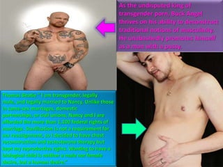 Factors driving HIV Transmission Social StigmaDiscrimination, Harassment, ViolenceUnemployment, Lack of Health Insurance,Poverty, HomelessnessGender Identity Validation through SexMultiple sex partners, unprotected sexSurvival Sex WorkUnprotected Sex, Substance UseLack of Appropriate Medical CareLack of medical screening, including HIV/STDs, increased morbidity risks