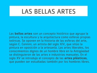 LAS ARTES POPULARES, ARTESANÍA Y EL FOLKLOR
A diferencia de las bellas artes, las artes populares
surgen de las actividades diarias de un individuo que,
eventualmente, logran alcanzar un grado de excelencia o
reconocimiento para su labor. Los artistas representativos
de ésta no contaban con estudios formales en las
instituciones académicas de su época.
 