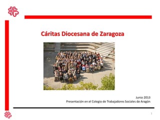 Cáritas Diocesana de Zaragoza
Junio 2013
Presentación en el Colegio de Trabajadores Sociales de Aragón
1
 