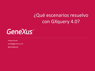 ¿Qué escenarios resuelvo
con GXquery 4.0?
Anibal Gonda
anibal@genexus.com
@anibalgonda
 