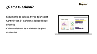 Seguimiento de tráfico a través de un script
Configuración de Campañas con contenido
dinámico
Creación de flujos de Campañas en piloto
automático
¿Cómo funciona?
 