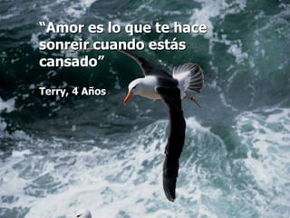“Amor es lo que te hace
sonreir cuando estás
cansado”

Terry, 4 Años
 