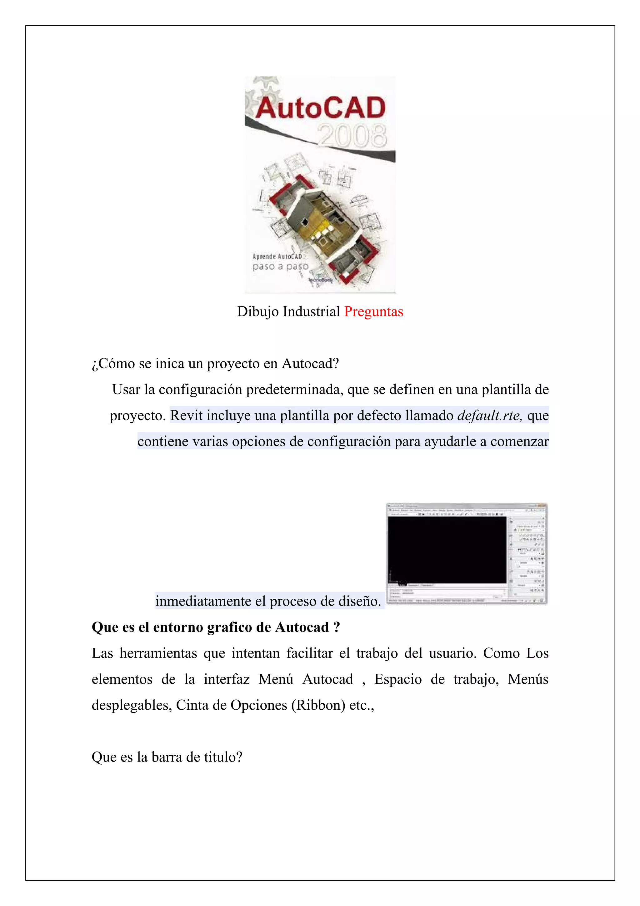 Que es el entorno grafico de autocad | DOC