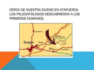 CERCA DE NUESTRA CIUDAD EN ATAPUERCA
LOS PALEONTOLOGOS DESCUBRIERON A LOS
PRIMEROS HUMANOS.
 
