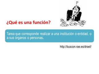 ¿Qué es una función?

http://buscon.rae.es/draeI/

 