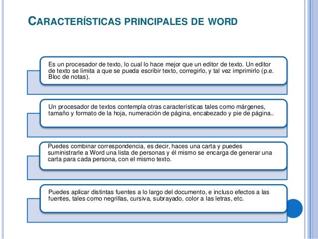 Resultado de imagen para caracteristicas principales de word