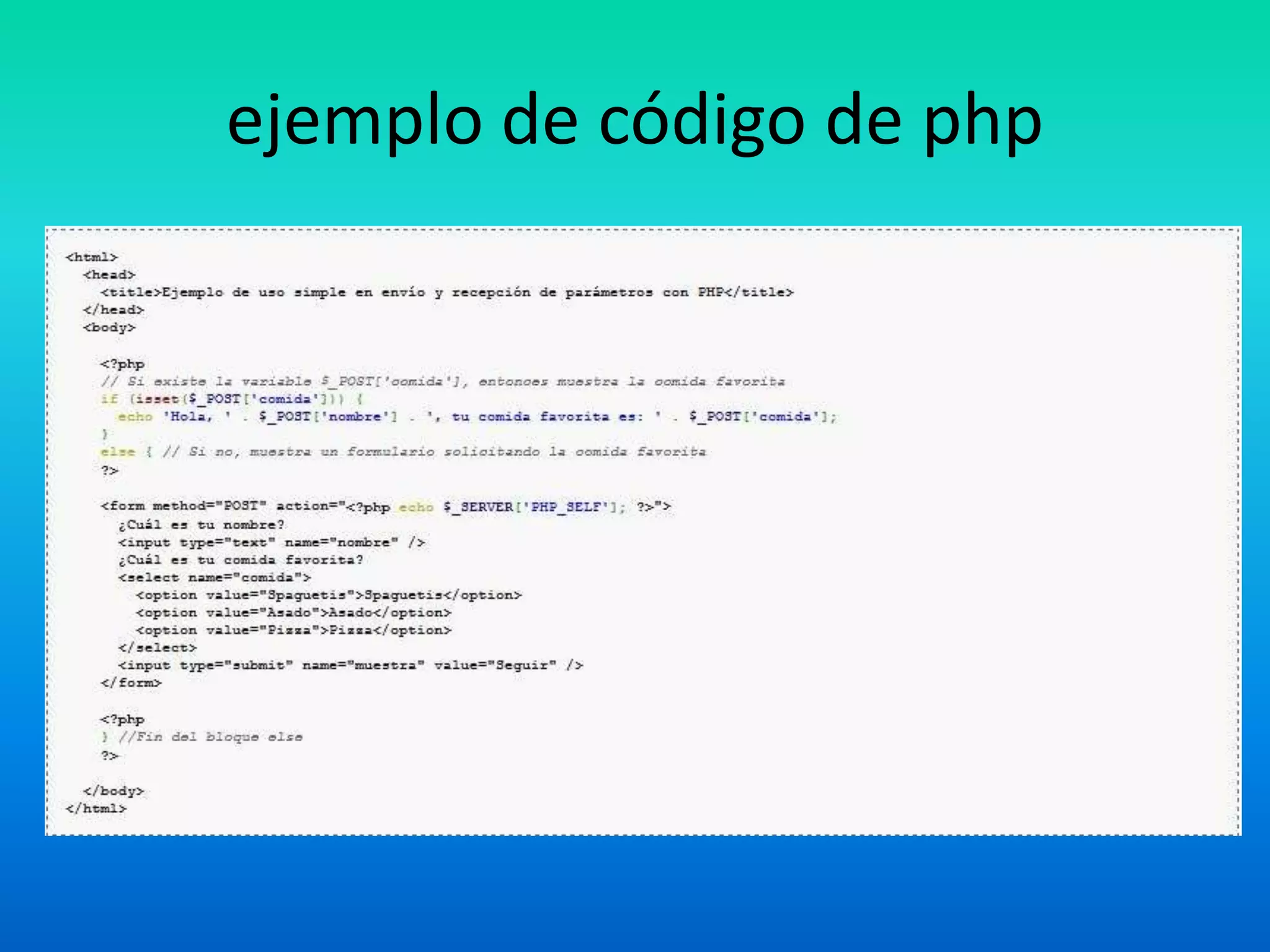 ejemplo de código de php