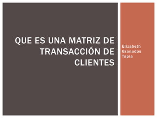 Elizabeth
Granados
Tapia
QUE ES UNA MATRIZ DE
TRANSACCIÓN DE
CLIENTES
 