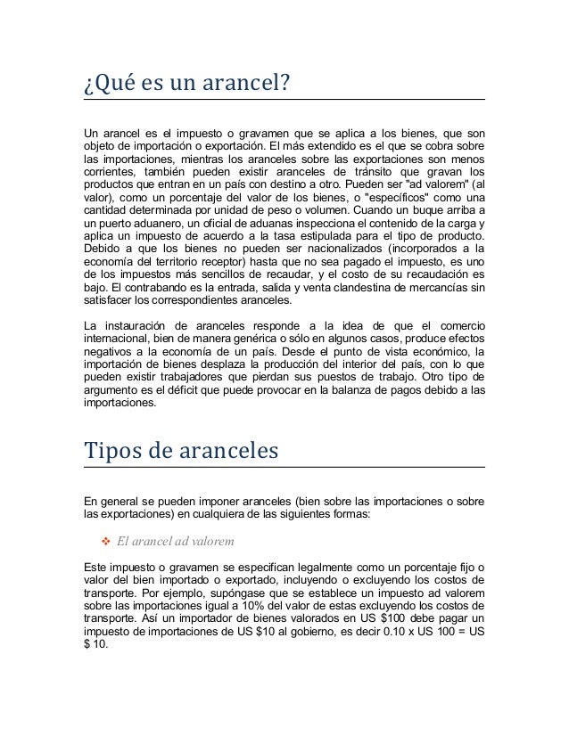 Que Es Un Arancel Que Es Un Arancel