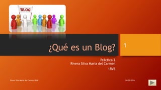 ¿Qué es un Blog?
Práctica 2
Rivera Silva María del Carmen
1RV6
04/05/2016Rivera Silva María del Carmen 1RV6
1
 