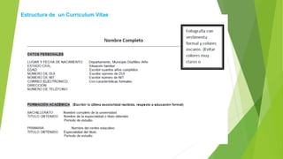 Estructura de un Curriculum Vitae
 