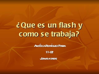¿Que es un flash y como se trabaja? Angélica Rodríguez Parra 11-02 Jornada tarde   