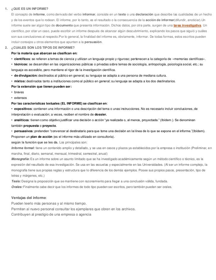 Que es un informe