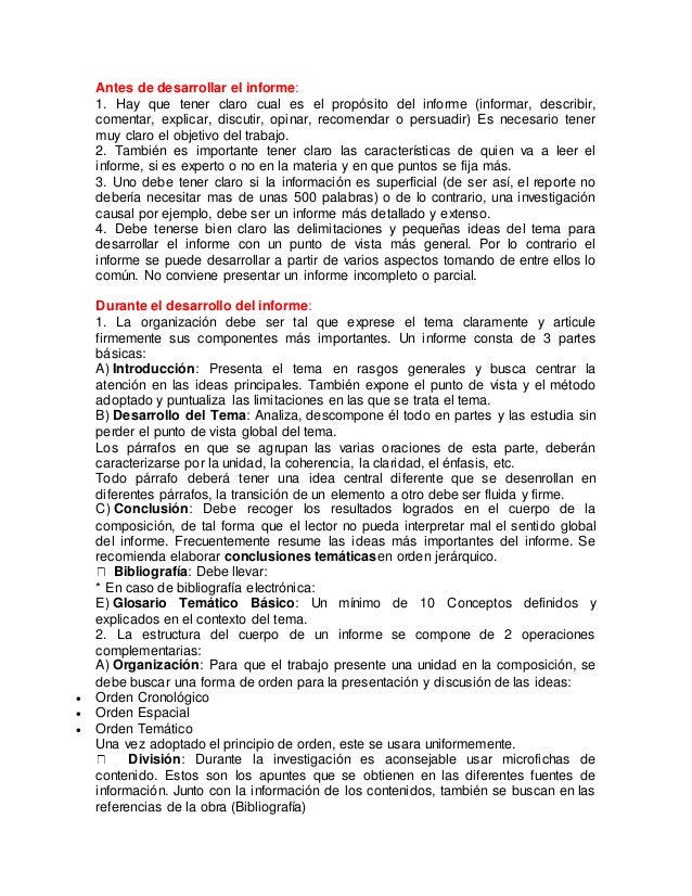 Que es un informe